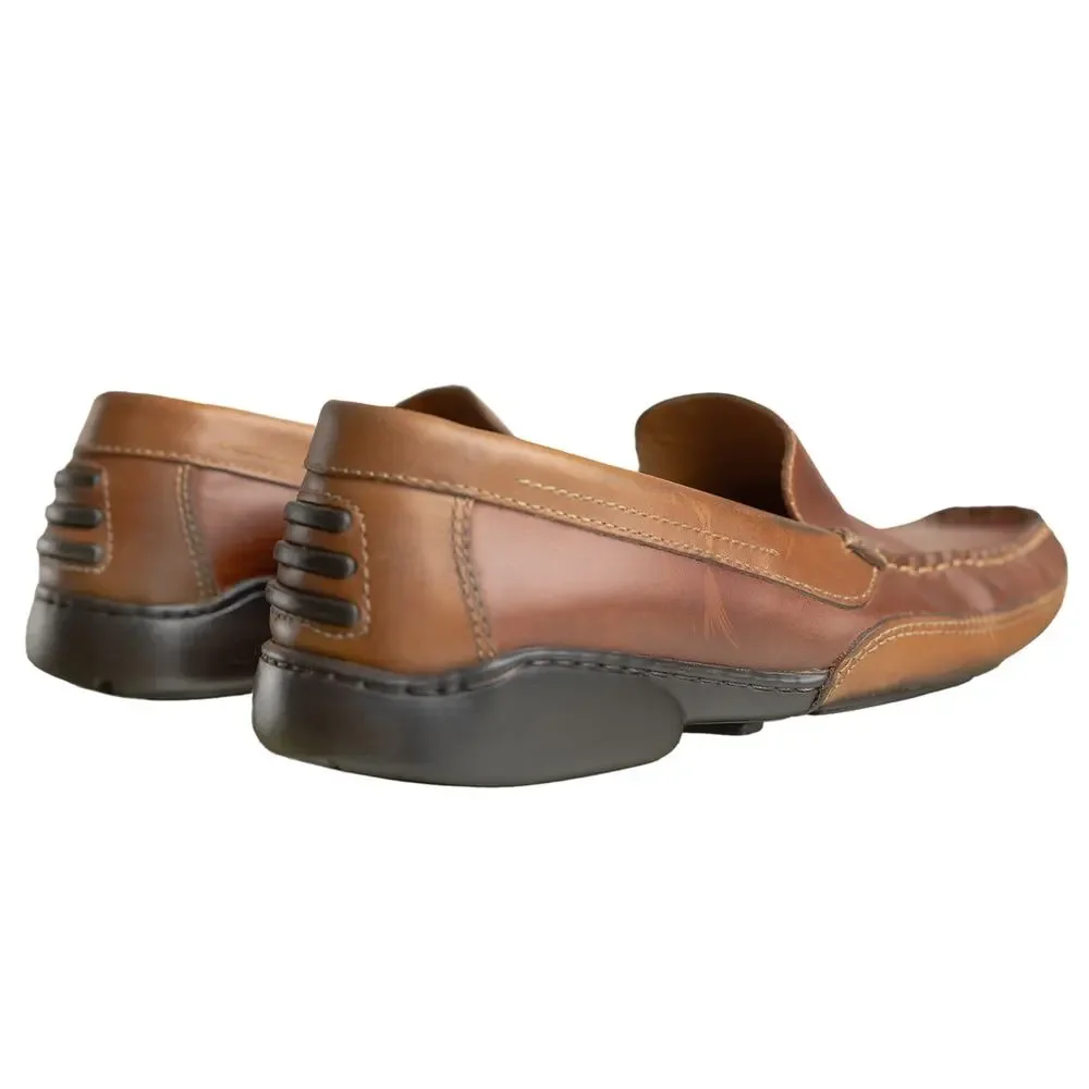 St. John's Bay Men's Brown Leather Driving Loafers Sz 11D Venetian Slip On Moc's